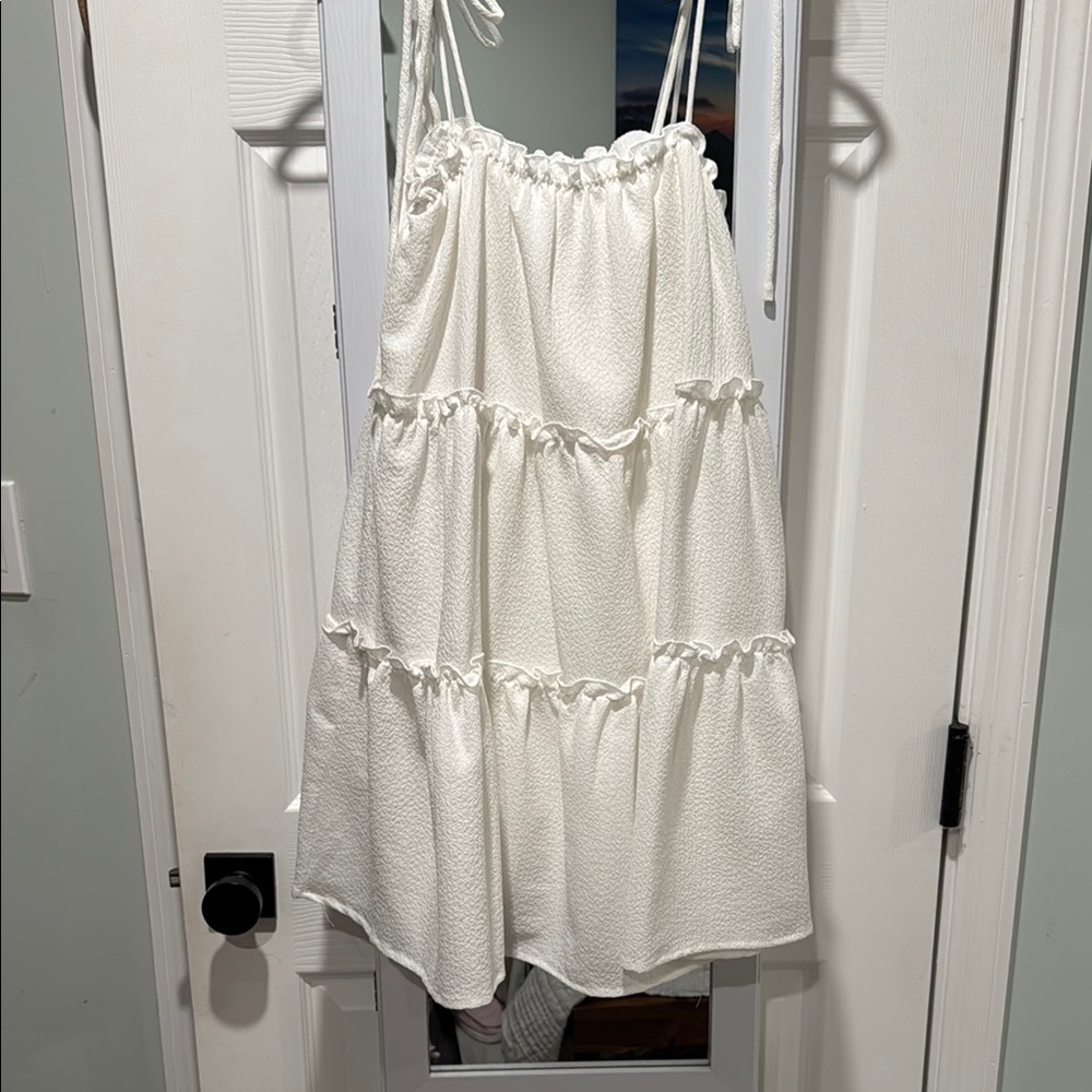 HYGVE White Tiered Sundress